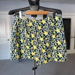 Toes on the Noes Floral Mini Skirt - Navy and Yellow